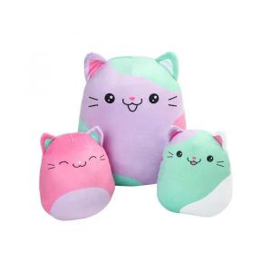 Coussin Peluche Chat Moelleux Squishy Lot de 3 pi&egrave;ces - 30 cm et 17 cm - Chat Kawaii Marron Doudou pour Enfant et D&eacute;coration - Neuf