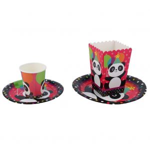 Hjlian Lot De 4 Assiettes Jetables En Carton Avec Motif Animal De Dessin Anime, Couteaux, Fourchettes, Vaisselle - Neuf