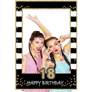 Cadre Selfie, Cadre Selfie D'anniversaire, 18&egrave;me Anniversaire F&ecirc;te Photo Booth Props, Black Or Cadres Selfies Pour &Eacute;v&eacute;nement D'entreprise, Anniversaire, Mariage, F&ecirc;tes D&eacute;corations - Neuf