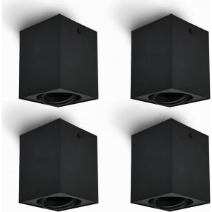 Subzonal-Spot En Saillie Orientable, Plafonnier Luminaire Pour Gu10, Cube Spot De Plafond Led Spots &Eacute;clairage 230v, Apparent Downlight Lampe De Plafond Pour Salon, Ampoule Non Incluse, Mat Noir, Carr - Neuf