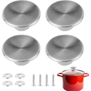 Kalanka-4 Pi&egrave;ces Couvercle De Tige Poign&eacute;e Boutons De Rechange En Acier Inoxydable Poign&eacute;e Couvercle Casserole Bouton Cocotte En Fonte Universel Pot Lid Handle Pour Cocotte - Neuf