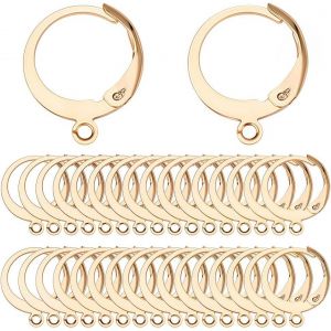 Kalanka-1boîte 80pièces Crochets De Boucles D'oreilles À Levier Véritable En Acier Inoxydable Plaqué Or 18k Huggie Hoop Ronds À Levier Boucles D'oreilles Créoles À Levier Arrière Pour La Fabrication - Neuf