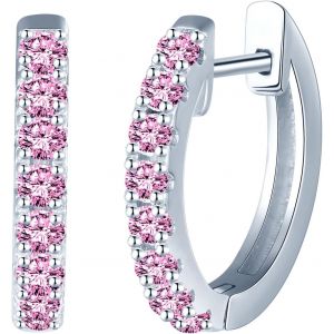 Kal-Boucles D'oreilles Cr&eacute;oles En Argent 925 Pour Femme - 14 Mm - Grandes Boucles D'oreilles En Zircone - Cadeau Pour Femme, Petite Amie, Femme, Adolescente, Anniversaire, F&ecirc;te Des M&egrave;res, Mariage, - Neuf