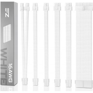 Loc-Kit D'extension De Câble Psu Avec Manchon D'alimentation 16 Awg 24 Broches 8 Broches 6 Broches 4+4 Broches Avec Peignes Blancs-Connecteur Blanc-Câble Blanc - Neuf