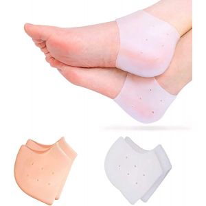 Kalanka-1 Pair Talonnette Epine Calcaneenne Protege Talon Chaussures Protège Talon Silicone Semelle Epine Calcaneenne Pour Homme Et Femme Protection Anti Douleur Du Talon (L 40-46) (Blanc, Beige) - Neuf