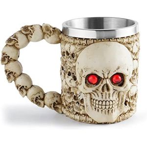 Hawgeylea Mug T&ecirc;te De Mort Viking 450 Ml, Int&eacute;rieur En Acier Inoxydable, Chope &Agrave; Bi&egrave;re, Mug T&ecirc;te De Mort 3d, Cadeau Viking Pour Homme, Tasse &Agrave; Caf&eacute;, Th&eacute; Ou Eau. - Neuf