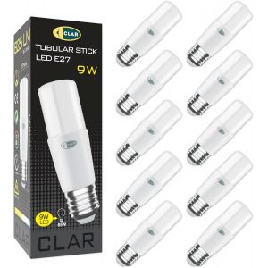 - Ampoule Led Tube E27 9w Ampoule Led Gros Culot &Agrave; Vis E27 Led 9w &Eacute;quivalent &Agrave; Ampoule Fluocompacte, Ampoules Leds Diall E27, Blanc Froid 6000&ordm;k (Pack 10) - Neuf