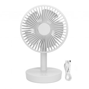 HJLIAN Ventilateur oscillant USB a 3 vitesses, 5 pales, vent doux, petit ventilateur de bureau personnel avec tete mobile automatique, blanc - Neuf