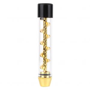 Pipe a fumer 3 en 1 portable en metal avec guide rapide pour huile, tube a tabac sec en spirale, cadeau (dore) - Neuf