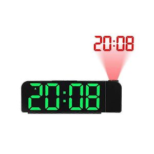 180 rotation projection réveil 12 / 24H LED horloge numérique USB charge plafond projecteur alarme Cl - Neuf