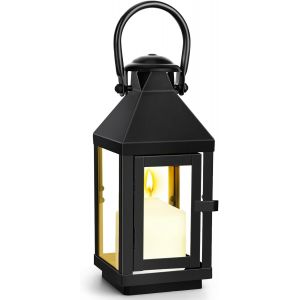 TEPPC-Lanterne en métal noir - 22 cm - Pour extérieur, jardin, extérieur - Résistante aux intempéries - Rétro - Halloween - Noël - Cimetière - Décoration de bougie (noir XS) - Neuf