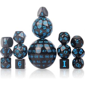 Jeu De Dés, Dés De Jeu De Rôle, Jeu De Dés Polyédriques De 15 Pièces D3-D100, Jeu De Dés D&d Adapté Aux Jeux De Rôle Tels Que Donjons Et Dragons, Pathfinder - Acrylique (Bleu) - Neuf