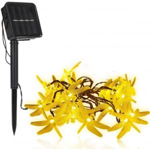 KAL-[30 Led 8 Modes ] Guirlande Lumineuse Solaire, Imperméable Guirlandes Libellule Led Décoration Pour Extérieur Jardin, Patio, Jardin, Clôture, Arbre De Noël, Les Fêtes, Mariage (Blanc Chaud) - Neuf