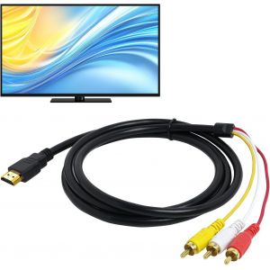 KALANKA-Cable HDMI vers RCA 1,5 m, Convertisseur HDMI vers AV Audio Video Compatible avec PS2, Wii, Adaptateur AV Console Rétro, Présentations, Home Cinéma Prend en Charge 1080p - Neuf