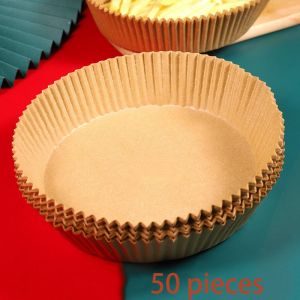 Air Jetable Friteuse Gobelets En Papier - 50 Pcs, 16cm De Non-Bâton De La Circulaire De Papier Sulfurisé Chemises, Résistant À L'huile Pour L'air Panier Friteuse, Four À Micro-Ondes Et Four - Neuf