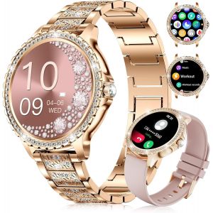 1.32"" Hd Montre Connect&eacute;e Femme Avec Appel Bluetooth, Smartwatch Avec Fonction F&eacute;minine/120+ Modes Sport/Fr&eacute;quence Cardiaque/Sommeil/Cycle Menstruel/Podom&egrave;tre Calories Pour Android Ios Or Ro[Z1234] - Neuf