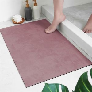 KAL-Tapis De Bain Super Absorbant Antidérapant, Couleur Unie Tapis Salle De Bain Diatomite, Rectangulaire Sèche Rapide Tapis Lavables Pour Douche, Entré, Cuisine (50X80Cm,Rose) - Neuf