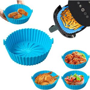 Bleu 2pcs Air Fryer Accessoires Panier De La Friteuse De L'air En Silicone Pan De L'air De La Friteuse À Huile Papier Liner De Remplacement De Moule De Gâteau De - Neuf