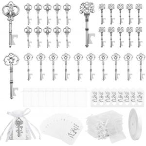 LETNERNY-Ouvre Bouteilles Lot De 30, Vintage Porte Clef Decapsuleur Avec Des Étiquettes Cadeaux Pour Des Faveurs De Mariage Décoration De Fête Rustique Antique (Argent) - Neuf