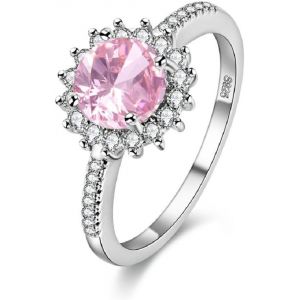 Kahfl-Y3522 Jolie Bague Tournesol En Oxyde De Zirconium Plaqu&eacute; Platine,P1/2 (57mm),Cristal,Zircone Cubique - Neuf