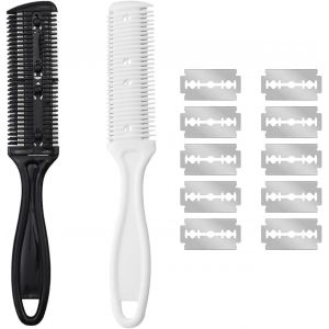 Nsiecd-2 Pi&egrave;ces Peigne Rasoir Peigne A Effiler Les Cheveux,Peigne Tondeuse &Agrave; Cheveux,Peigneur Coupe Pour D&eacute;s&eacute;paissir, Professional Tondeuse Rasoir Diy,Peigne Cheveux,Peigne Rasoir Pour Cheveux - Neuf