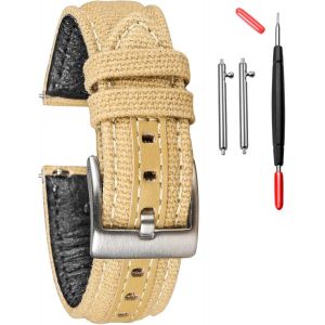 Eryi-Bracelet De Montre En Toile À Dégagement Rapide - Bracelet De Rechange En Tissu Militaire Pour Homme Et Femme - Choix De 18 Mm, 20 Mm, 22 Mm, 24 Mm - Convient Pour Un Usage Intensif 24mm Vert - Neuf