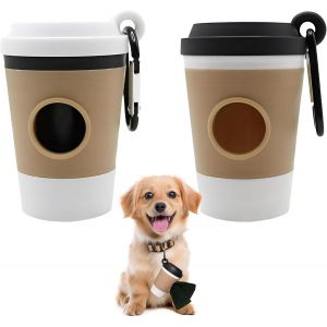 Letnerny-2 Pièces Distributeur De Sacs À Déjections Canines Avec Design Tasse À Café, Distributeur Sac À Crottes Chiens, 2 Rouleau De Sacs À Caca Pour Chien, Sac À Crottes Pour Chien - Neuf