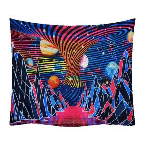 Trippy Montagne De La Plan&egrave;te Tapisserie Hippie Tornade Ondes De La Tapisserie R&eacute;tro De L'espace Abstrait Paysage Psych&eacute;d&eacute;lique &Eacute;toiles Galaxie De La Tapisserie - Neuf