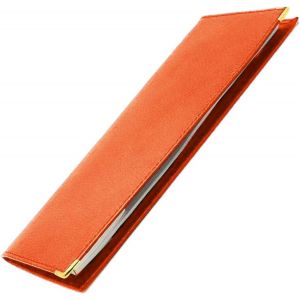 TRAHOO-- Pochette Porte ch&eacute;quier Long - Porte Carte cr&eacute;dit, Billet - Talon &agrave; Gauche - en Cuir (Cuir, Orange) - Neuf