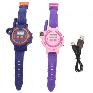 Lot De 2 Talkies-Walkies Pour Enfants, Montre-Interphone Rechargeable, Jouet Bidirectionnel Avec Lampe De Poche Pour Jeux En Plein Air, Bleu Fonce Et Rose - Neuf