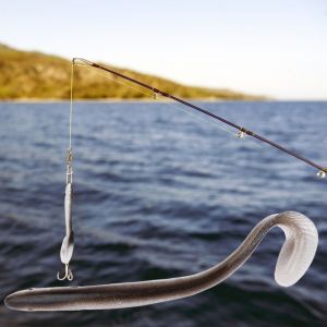 Appat De Peche Artificiel En Forme D'anguille, Souple Et Realiste, Ideal Pour La Peche (Argent) - Neuf