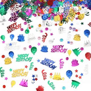 Confettis Anniversaire, 30g Confettis Happy Birthday, Confetti D'anniversaire Colorés, Paillettes Motifs Multiples, Décorations Joyeux Table pour Anniversaire Fête - Neuf