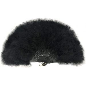 Kalanka-Eventail À Main En Plumes De Marabou 45cm, Déguisement Robe De Soirée De Noces Cadeau En Plein Air Vintage Danse Photoshoot (Éventail, Côtes Noires) - Neuf