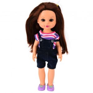 Poupee Elegante De 14 Pouces, Jolie Poupee Exquise Avec T-Shirt Raye, Pantalon A Bretelles, Cadeau D'anniversaire Pour Enfant - Neuf