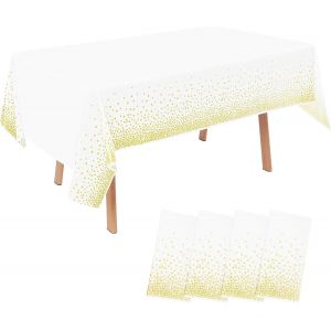 Chenquansarl-Lot De 4 Nappes Rectangulaires Imperméables - Convient Pour Fête, Pique-Nique, Anniversaire D'enfant, Mariage, Noël (4, Or Blanc, 137 X 274 Cm) - Neuf