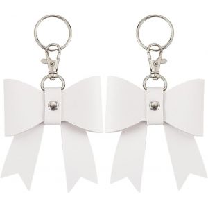 KAL-2 Porte Clés En Cuir Pu Blanc Avec N?ud Papillon Et Fermoir Mousqueton Accessoire Pour Sac À Main Portefeuille Sac À Dos Clés De Voiture Cadeaux Pour Femmes - Neuf