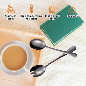 Lot De 4 Couverts À Salade Avec 2 Cuillères À Salade Et 2 Fourchettes À Salade-Ustensiles De Cuisine Pratiques Pour Restaurant,Maison Et Pique-Nique-Noir - Neuf