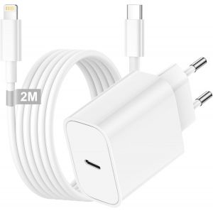 TRAHOO-Chargeur Rapide pour Apple iPhone 14/14 Plus/14 Pro/14 Pro Max/13/13 Pro/12/11/SE/X/8, Certifi&eacute; MFI 20W Chargeur USB C Prise Chargeur iPhone Rapide USB C Adaptateur Secteur avec Cable iphone L - Neuf