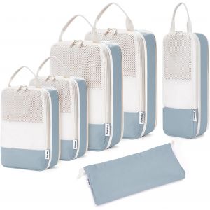 Organisateur Val , Sac Compression Voyage, Compression Packing Cubes, Organisateur Val Compressible, Cube De Rangement, Organ Urs De Bagage (Bleu Gris&acirc;tre) - Neuf
