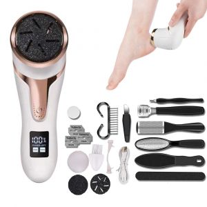 Kit De Soin &Eacute;lectrique Pour Callosit&eacute;s Des Pieds, 2 Vitesses, Rechargeable, &Eacute;tanche, Incluant 12 Outils De P&eacute;dicure - Neuf