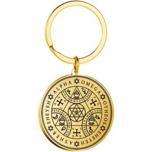 Kal-Sept Archanges Metatrons Cube Saint Michel Enochian Ange Pentagramme Protection Amulette D&eacute;claration Cha&icirc;ne Porte-Cl&eacute;s G&eacute;om&eacute;trique Cercle Creux En Acier Inoxydable Porte-Cl&eacute;s Unisexe - Neuf