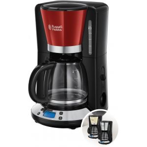 Cafetière Filtre [Programmable, Technologie Whirltech Pour Extraction & Arôme Optimaux] Rouge (10 Tasses, Verseuse En Verre 1,25L, Maintien Au Chaud, 1100W) Machine À Café 24031-56 - Neuf