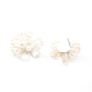 Mode Femme Faux Perle Multicouche Tissage Fleur Alliage Boucle D'oreille Stud - Neuf