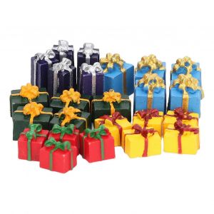 WENYI 25Pcs Maison de poup&eacute;e No&euml;l Cadeaux Bo&icirc;tes R&eacute;sine 5 Couleurs &Eacute;ducatif Mini Ornements de No&euml;l pour 1:12 Maison de poup&eacute;e - Neuf