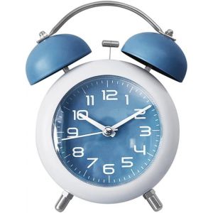 KAL-Réveil Analogique En Métal, Double Cloche Fort Avec Silencieuse Sans Tic Tac Veilleuse Douce Batterie Support Pour Dormeurs Lourds Enfants Chambre À Coucher - Neuf