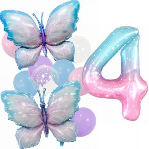 Ballons En Forme De Papillon Rose Gradient 4ème Anniversaire Décoration Fille Décoration 4 Ans Papillon Anniversaire Fête Ensemble De Fête D'anniversaire Géant Ballon Papillon Coloré - Neuf