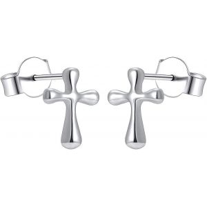 Kal-Boucle D'oreille En Argent 925, Croix Religieux Argent Boucle D Oreille Femme, Zircone Petites Boucles D'oreilles Pour Fille Enfant Boucle D'oreille Bijoux - Neuf