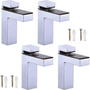 Nouveau Produit,Support D'étagère En Verre Réglable 4pcs,Support Mural De Support D'étagère En Alliage De Zinc Solide,Support D'étagères En Bois De Verre Chromé Pour Une Épaisseur De 5 À 30 Mm,S - Neuf