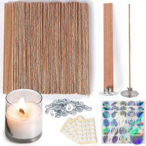 Mèche De Bougie,Mèches En Bois Épais Pour Bougiesflamme De Longue Duréebrûler Facilement,Noyaux De Bougie Pour Bougie - Neuf