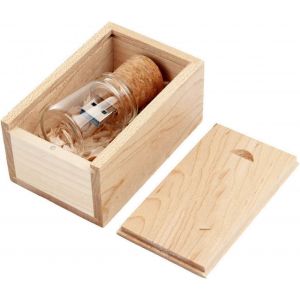 Bouteille flottante USB3.0 Clé USB transparente avec boîte en bois (128GB) - Neuf